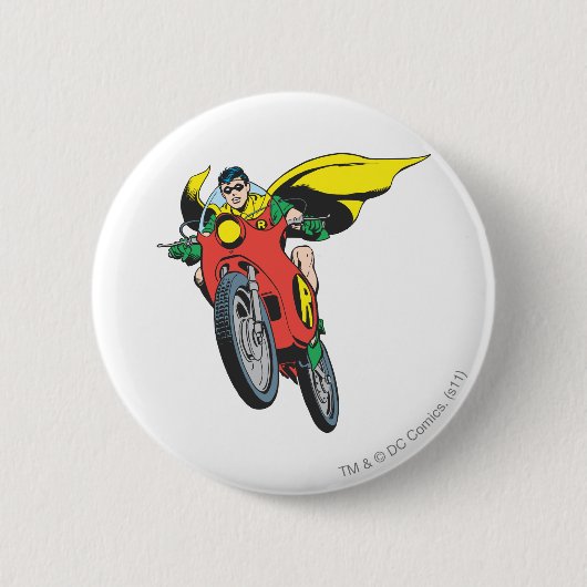 Robin Rides 2 Ronde Button 5,7 Cm (Voorkant)
