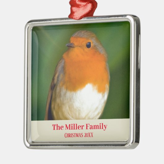  Robin rode borst Metalen Ornament (Links)