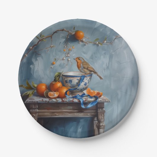 Robin - Ronde papieren Borden Bordje (Voorkant)