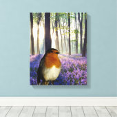 Robin rood-borst afbeelding voor gewikkeld doek canvas afdruk (Insitu (Houten vloer))