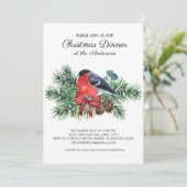 Robin Rood Vogels Winter Dennenbomen Kerst Dinner Kaart (Staand voorkant)