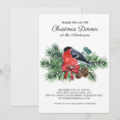 Robin Rood Vogels Winter Dennenbomen Kerst Dinner Kaart (Voorkant / Achterkant)