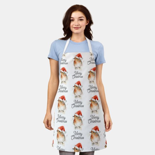 Robin Roodborst Festive Wilde Dieren Vrolijk Kerst Schort (Gedragen)