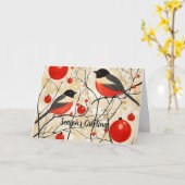 Robin Roodborst Kerstkaart Kaart (Gele Bloem)