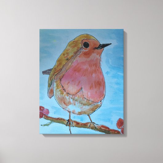 Robin Roodborst Lijn n was Canvas Afdruk (Voorkant)