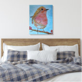 Robin Roodborst Lijn n was Canvas Afdruk (Insitu (Slaapkamer))