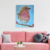 Robin Roodborst Lijn n was Canvas Afdruk (Insitu (Woonkamer))