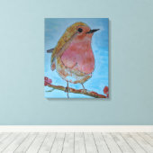 Robin Roodborst Lijn n was Canvas Afdruk (Insitu (Houten vloer))