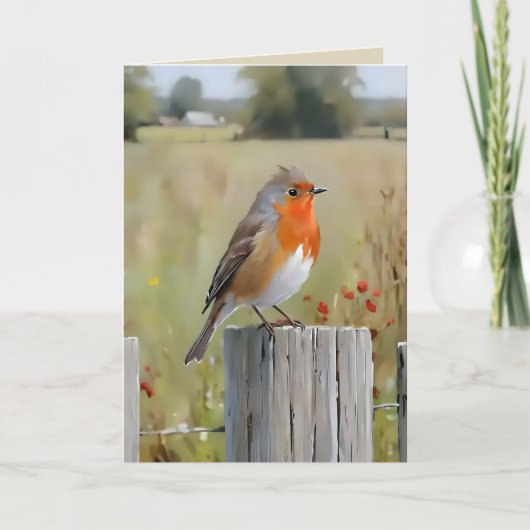 Robin Roodborst Wenskaart Kaart (Voorkant)