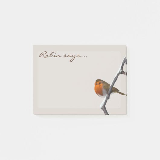 Robin Says Personalized Bird Post merkt op Post-it® Notes (Voorkant)