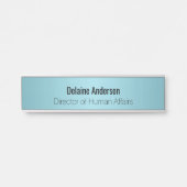 Robin Shell Blue Metallic Personalized Name Bord Deurbordje (Voorkant)
