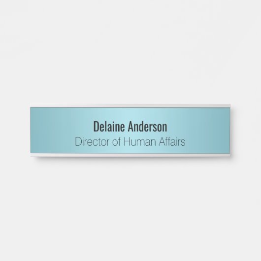 Robin Shell Blue Metallic Personalized Name Bord Deurbordje (Voorkant)