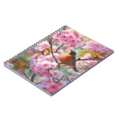 Robin Singing Cherry Blossom Spring Art Notitieboek (Linkerzijde)