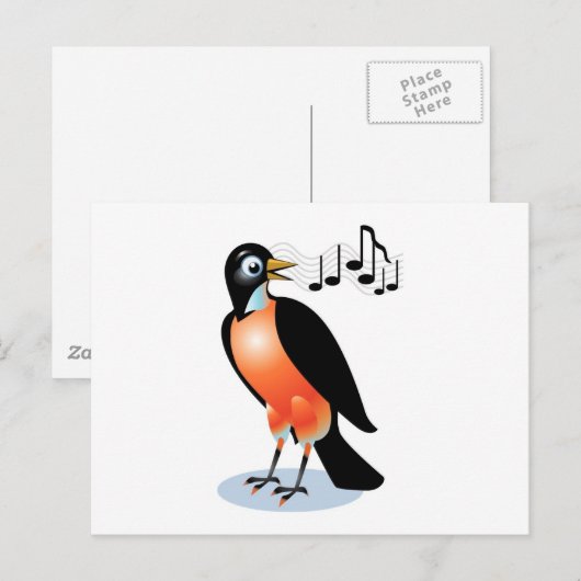 Robin Singing met brede ogen Briefkaart (Voorkant / Achterkant)