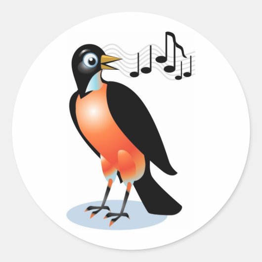 Robin Singing met brede ogen Ronde Sticker (Voorkant)