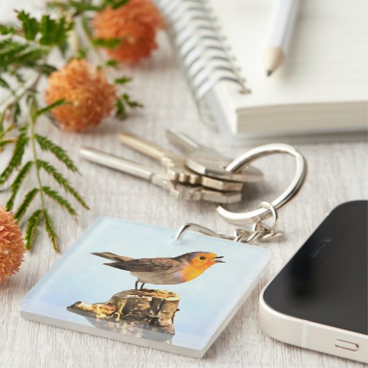 Robin singing  sleutelhanger (Voorkant Rechts)