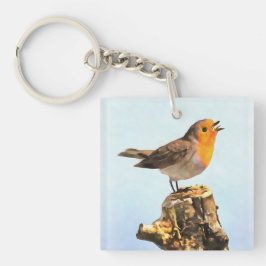 Robin singing sleutelhanger