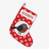 Robin Snowflakes gepersonaliseerd rood Kleine Kerstsok (Voorkant (Hangend))