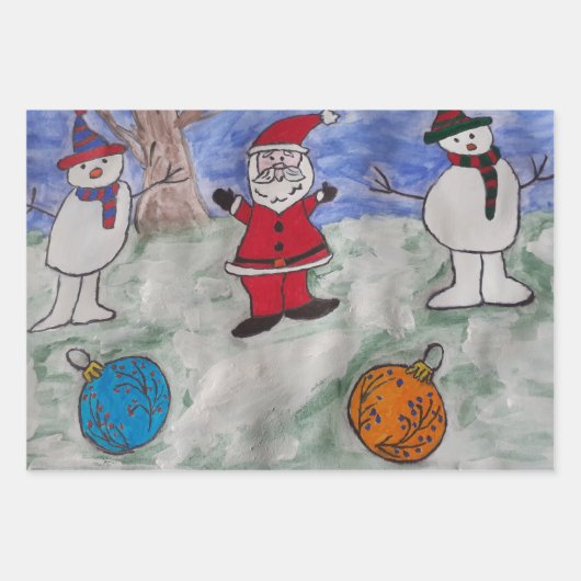 Robin, Snowman en Santa Wrapping Paper Set (Voorkant 3)