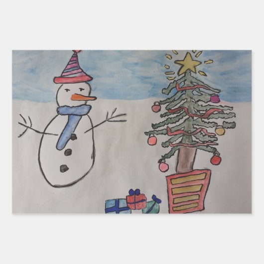 Robin, Snowman en Santa Wrapping Paper Set (Voorkant 2)