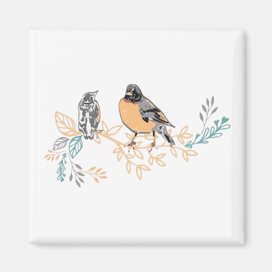 Robin Song Birds Moeder Baby Magneet (Voorkant)