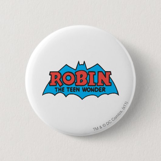 Robin The Teen Wonder Logo Ronde Button 5,7 Cm (Voorkant)