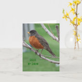 Robin, Thinkin" van u, juicht toe Kaart (Gele Bloem)