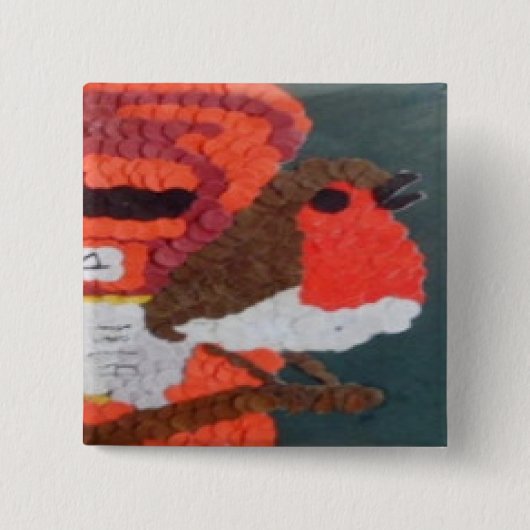 Robin Vierkante Button 5,1 Cm (Voorkant)