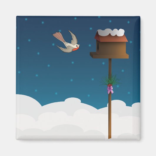 Robin, vierkante magneet (Voorkant)