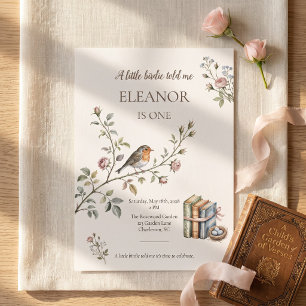 Robin Vintage Garden Kleine Vogel Eerste Verjaarda Kaart