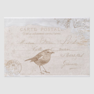 Robin Vogel Franse Postkaart Decoupage Blauw  Tissuepapier
