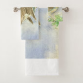 Robin vogel op een bevroren jeneverbes bad handdoek (Insitu)