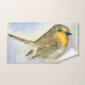 Robin vogel op een bevroren jeneverbes bad handdoek (Handdoek)