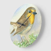 Robin vogel op een bevroren jeneverbes grote klok (Hoek)