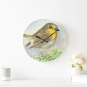 Robin vogel op een bevroren jeneverbes grote klok (Huis)