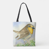 Robin vogel op een bevroren jeneverbes tote bag (Achterkant)
