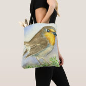 Robin vogel op een bevroren jeneverbes tote bag (Dichtbij)