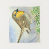 Robin vogel op een bevroren jeneverbes wandkleed (Voorkant)