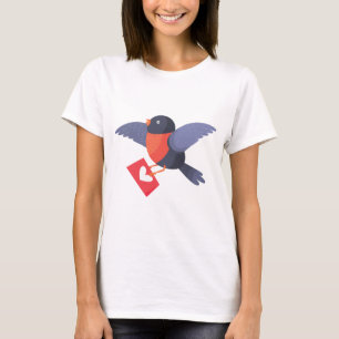 Robin Vogel Vliegend met Rode Hart Liefdesbrief T-shirt