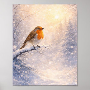 Robin Vogel Winter Ochtend Aquarel Kunst aan de Mu Poster