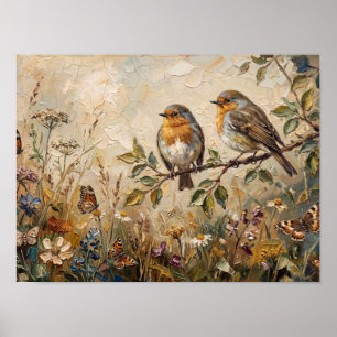 Robin Vogels en Wilde Bloemen Schilderij Poster