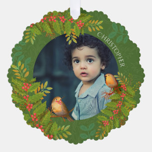 Robin Vogels Hulstbes Foto Groen Ornament Kaart