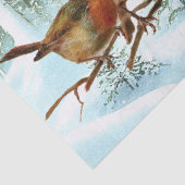 Robin Vogels Op Tak Sneeuwwoud Winter Kerstmis Tissuepapier (Detail)