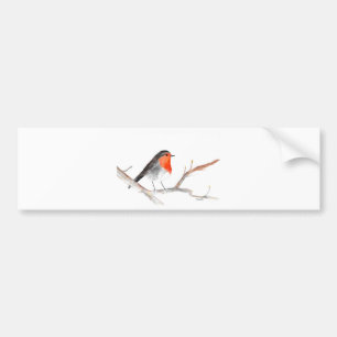 Robin watercolor schilderij Kerst kunst Bumpersticker