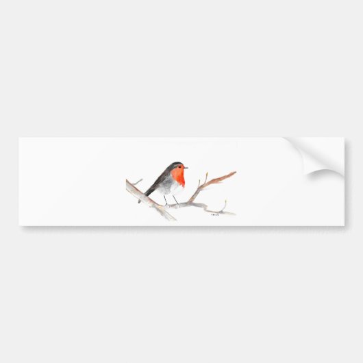 Robin watercolor schilderij Kerst kunst Bumpersticker (Voorkant)