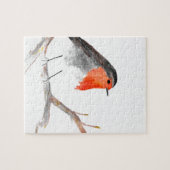 Robin waterverf schilderde kerstkunst legpuzzel (Horizontaal)