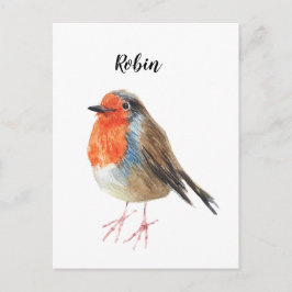 Robin waterverf schilderde vogels. Mooie kaart. Briefkaart