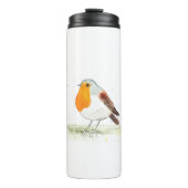 Robin waterverf winter kerstvogelbos thermosbeker (Voorkant)
