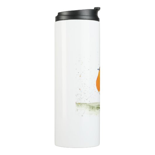 Robin waterverf winter kerstvogelbos thermosbeker (Gedraaid links)