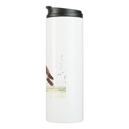 Robin waterverf winter kerstvogelbos thermosbeker (Geroteerd rechts)